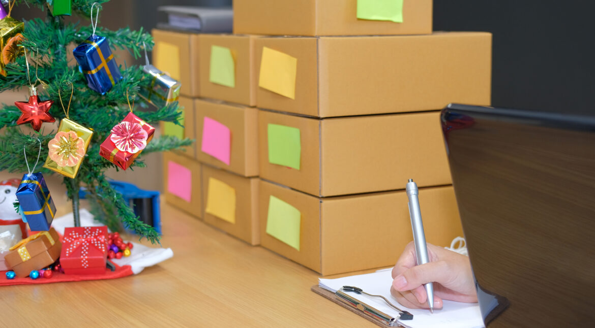 startup small business owner writing note. man seller working at