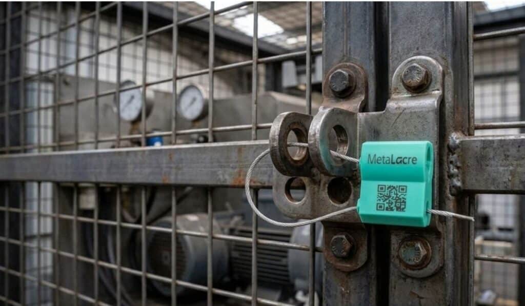 Lacre cordoalha de aço em aplicação industrial